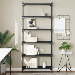Berkfield Bookcase 6-Tier Black 80X30X188 Cm Engineered Wood - thumbnail 1