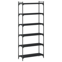 Berkfield Bookcase 6-Tier Black 80X30X188 Cm Engineered Wood - thumbnail 6