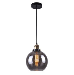 K Living Antonio 1 Light Hanging Smokey Glass Ceiling Pendant With Filament Bulb - thumbnail 1