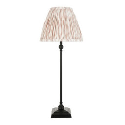 Luminosa Lighting Luminosa Lille Matt Black Table Lamp With Neutral Print Fabric Ikat Shade 25Cm B22 - thumbnail 6