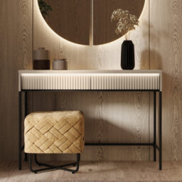 Arte Trend 09 Dressing Table 112Cm - Beige & Black With Led Lighting And Dual Drawers - thumbnail 5