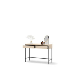 Arte Trend 09 Dressing Table 112Cm - Beige & Black With Led Lighting And Dual Drawers - thumbnail 3