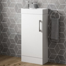 Affine 400mm Bathroom Basin Sink Vanity Unit Furniture Waterfall Mixer Tap Free Waste - thumbnail 2