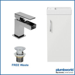 Affine 400mm Bathroom Basin Sink Vanity Unit Furniture Waterfall Mixer Tap Free Waste - thumbnail 1