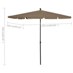 Walplus Garden Parasol With Pole 210X140 Cm Taupe - thumbnail 6