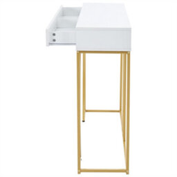 Abrihome Console Table, Hallway Table With 2 Drawers, Light Luxury Style Side Table, Sofa Table, 120X38X76 Cm, White/gold  - thumbnail 2