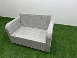 Fimous 2 Seater Sofa Rattan Curved Arm Loveseat Light Grey Mixed Outdoor Garden Furniture With Thick Removable Cushion - thumbnail 4