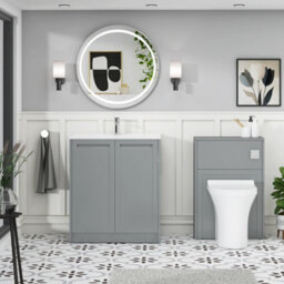 Royal Bathrooms Elmore 700mm Traditional Floor Standing 2 Door Bathroom Vanity Unit With Ceramic Basin Sink - Matt Pebble Grey - thumbnail 4