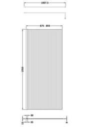 Hudson Reed Fluted Wetroom Screen, Art Deco Design, Brushed Brass Finish, Additional Privacy, 1950 X 950 X 1000 - thumbnail 2