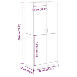 Berkfield Wardrobe Old Wood 90X52X200 Cm Engineered Wood - thumbnail 9