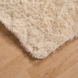 OHS Fluffy Rug Anti-Slip Plain Shaggy Floor Mat, Cream - 80 X 150Cm - thumbnail 3