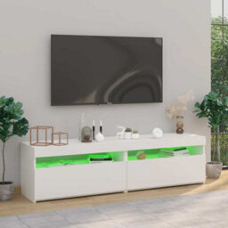 Berkfield Modern Tv Cabinets 2 Pcs With Led Lights White 75X35X40 Cm - thumbnail 3