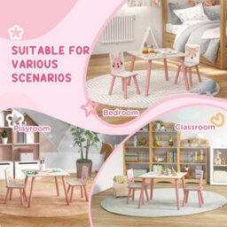 Zonekiz Kids Table And Chairs, Childrens Desk With 2 Chairs, Pink - thumbnail 6