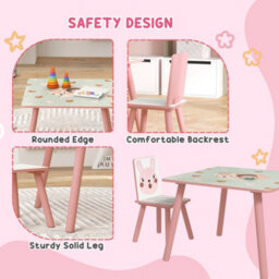 Zonekiz Kids Table And Chairs, Childrens Desk With 2 Chairs, Pink - thumbnail 5