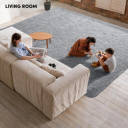 Ameha Grey Non Slip Shaggy Rug Extra Large Area Bedroom 200X290 Cm Carpet Super Soft Living Room Rugs - thumbnail 3