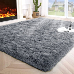 Ameha Grey Non Slip Shaggy Rug Extra Large Area Bedroom 200X290 Cm Carpet Super Soft Living Room Rugs - thumbnail 6