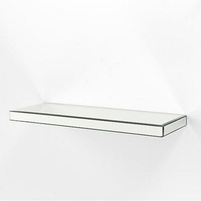 Deenz Pack Of 2 Silver Mirrored Glass Shelves Floating Wall Shelf Display Ladges Storage For Bedroom 40X15X5Cm