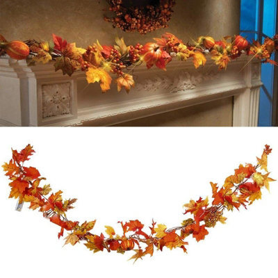 Living And Home Pumpkin Autumn Christmas Halloween Garland Home Decration With Lights 180 Cm - image 1