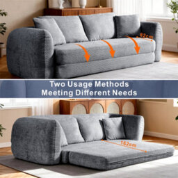 Abrihome Mimo Modern Pull-Out Sofa Bed With Resistant Fabric, Convertible 2-In-1 Design, For Living Room & Small Spaces, Grey, Lambswool - thumbnail 3