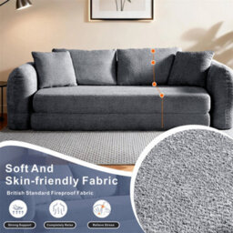Abrihome Mimo Modern Pull-Out Sofa Bed With Resistant Fabric, Convertible 2-In-1 Design, For Living Room & Small Spaces, Grey, Lambswool - thumbnail 2