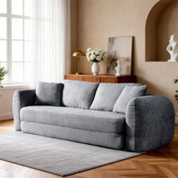 Abrihome Mimo Modern Pull-Out Sofa Bed With Resistant Fabric, Convertible 2-In-1 Design For Living Room & Small Spaces, Grey, Lambswool