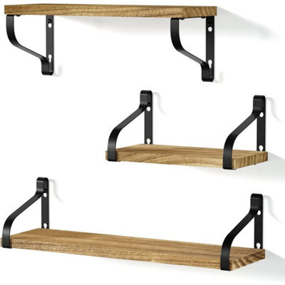 3-Tier Floating Shelves In Rustic Carbonized Black - image 1
