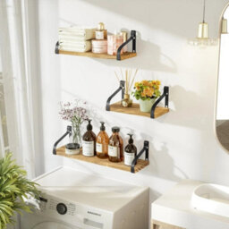 3-Tier Floating Shelves In Rustic Carbonized Black - thumbnail 4