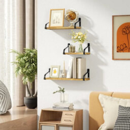 3-Tier Floating Shelves In Rustic Carbonized Black - thumbnail 3
