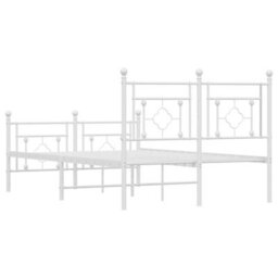 Berkfield Metal Bed Frame Without Mattress With Footboard White 120X200Cm - thumbnail 7