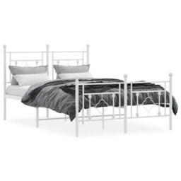 Berkfield Metal Bed Frame Without Mattress With Footboard White 120X200Cm - thumbnail 3