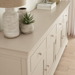 The Furniture Market Wilmslow Dove Grey Painted Extra Large 4 Drawer 4 Door Sideboard - thumbnail 4