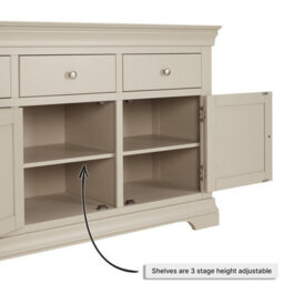 The Furniture Market Wilmslow Dove Grey Painted Extra Large 4 Drawer 4 Door Sideboard - thumbnail 6