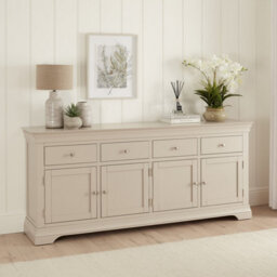 The Furniture Market Wilmslow Dove Grey Painted Extra Large 4 Drawer 4 Door Sideboard - thumbnail 1