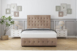 "Sloomy Berlin Mink Naples Divan Bed Base 2 Drawers Left Side-26"" Strutted Headboard & 12"" Footboard 4' Small Double" - thumbnail 2