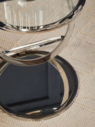 Orsina Clear Glass End Table With Warm Metallic Frame, Luxe Interlocking Gold Ring Base, Modern Glass Top - thumbnail 4