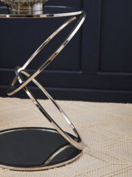 Orsina Clear Glass End Table With Warm Metallic Frame, Luxe Interlocking Gold Ring Base, Modern Glass Top - thumbnail 3