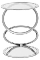Orsina Clear Glass End Table With Warm Metallic Frame, Luxe Interlocking Gold Ring Base, Modern Glass Top - thumbnail 1