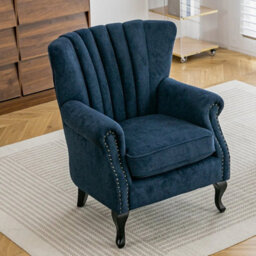 Upholstered Scalloped Wingback Tub Armchair Single Sofa Cuddle Chair With Rivets - thumbnail 4