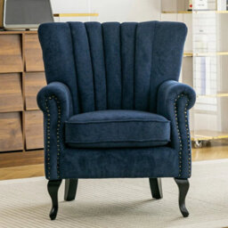 Upholstered Scalloped Wingback Tub Armchair Single Sofa Cuddle Chair With Rivets - thumbnail 5