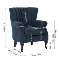 Upholstered Scalloped Wingback Tub Armchair Single Sofa Cuddle Chair With Rivets - thumbnail 2
