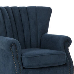 Upholstered Scalloped Wingback Tub Armchair Single Sofa Cuddle Chair With Rivets - thumbnail 3