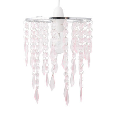 First Choice Lighting Chrome & Pink Jewels Light Shade - image 1
