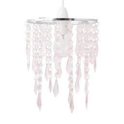 First Choice Lighting Chrome & Pink Jewels Light Shade - thumbnail 1