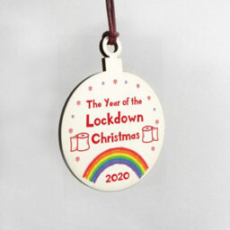 Red Ocean Lockdown Wood Bauble For Christmas Tree Rainbow Quarantine Family Gift - thumbnail 4