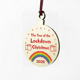 Red Ocean Lockdown Wood Bauble For Christmas Tree Rainbow Quarantine Family Gift - thumbnail 6