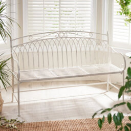 Dibor Vintage Large Cream Arched Indoor Furniture Bench With Table - thumbnail 3