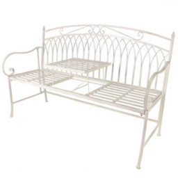 Dibor Vintage Large Cream Arched Indoor Furniture Bench With Table - thumbnail 2