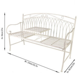 Dibor Vintage Large Cream Arched Indoor Furniture Bench With Table - thumbnail 7