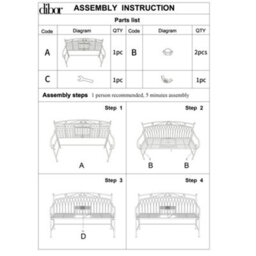 Dibor Vintage Large Cream Arched Indoor Furniture Bench With Table - thumbnail 8
