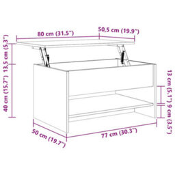 Berkfield Modern Coffee Table Sonoma Oak 80X50X40 Cm Engineered Wood - thumbnail 9